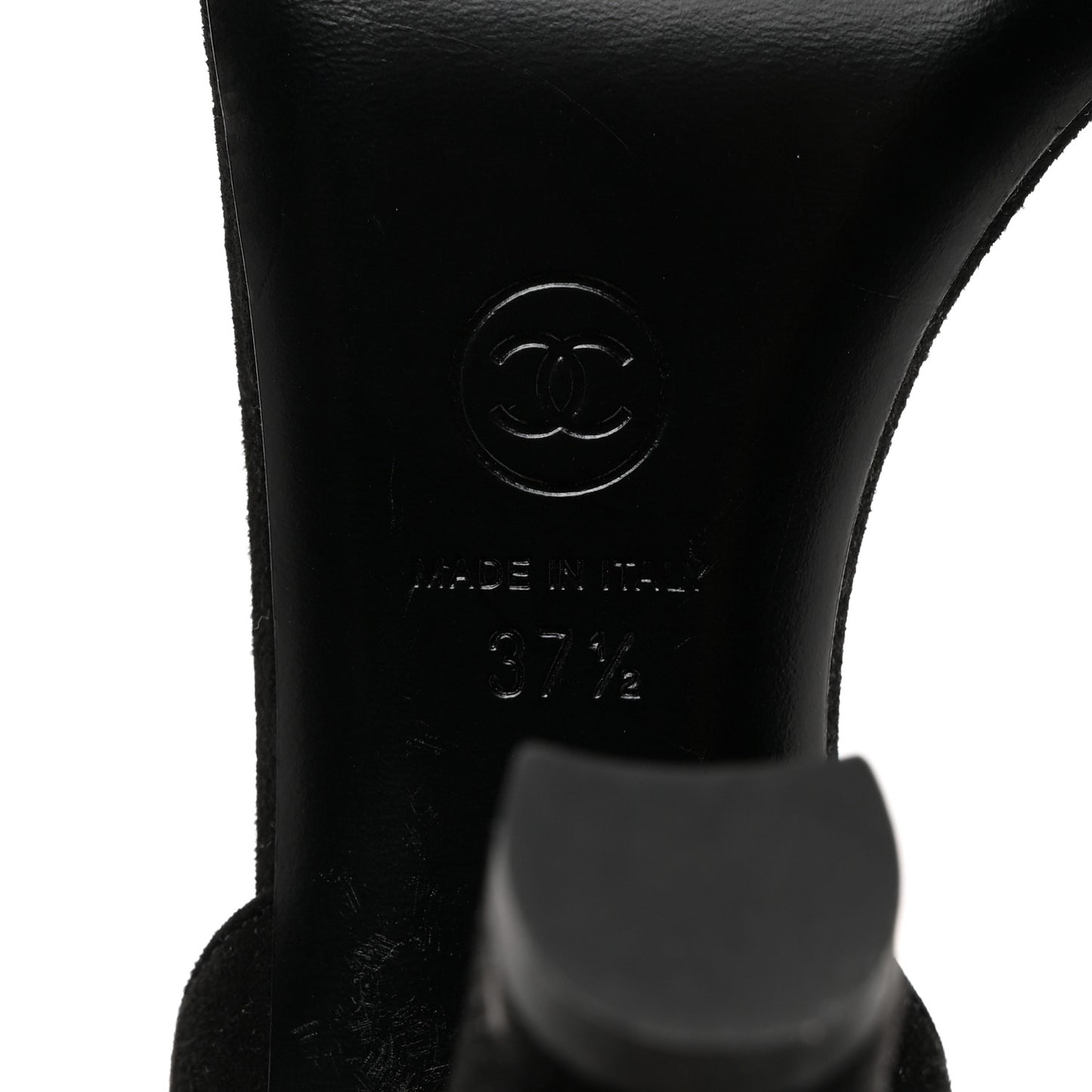 Suede CC Chain Sandals 37.5 Black