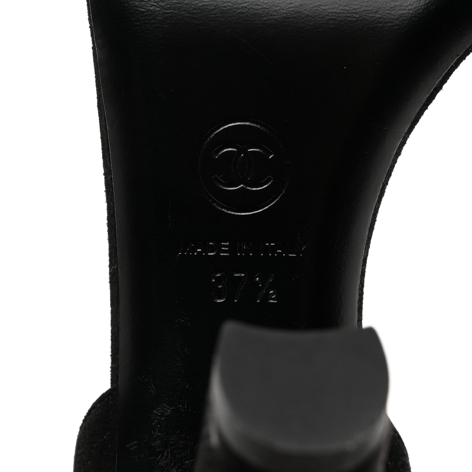 Chanel Suede CC Chain Sandals 37.5 Black 7 of 7
