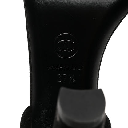 Chanel Suede CC Chain Sandals 37.5 Black 7 of 7