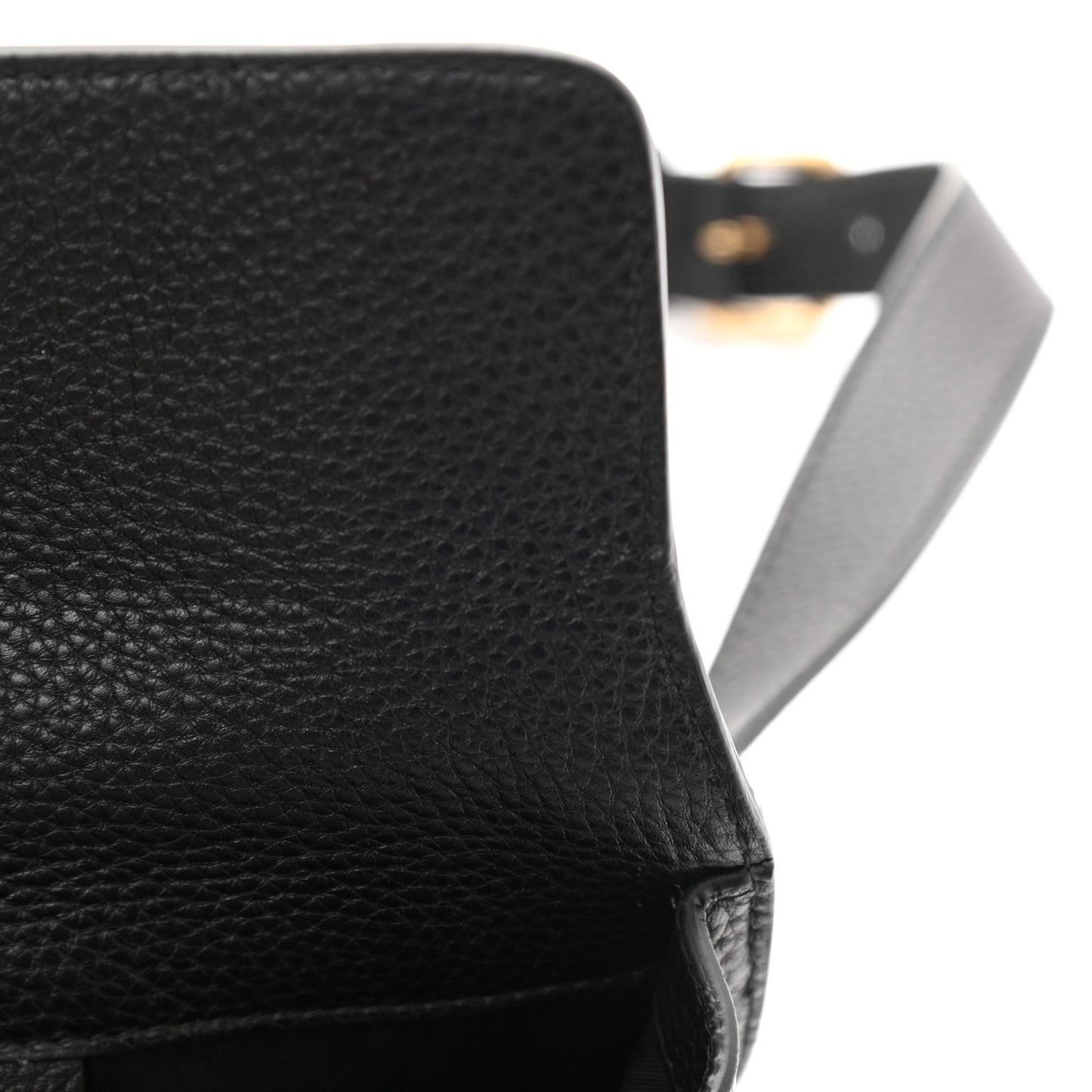 Pebbled Calfskin Soho Flap Belt Bag Black