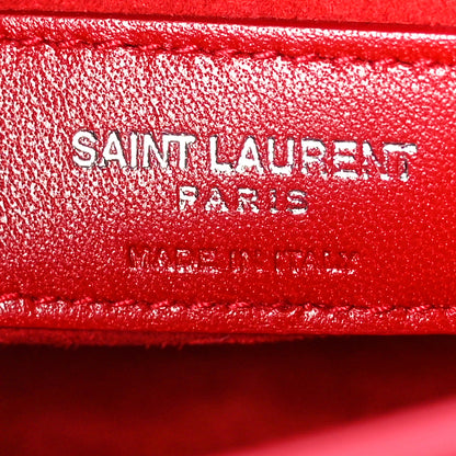 Saint Laurent Calfskin Crocodile Embossed Medium Monogram Sunset Rouge Eros 6 of 12