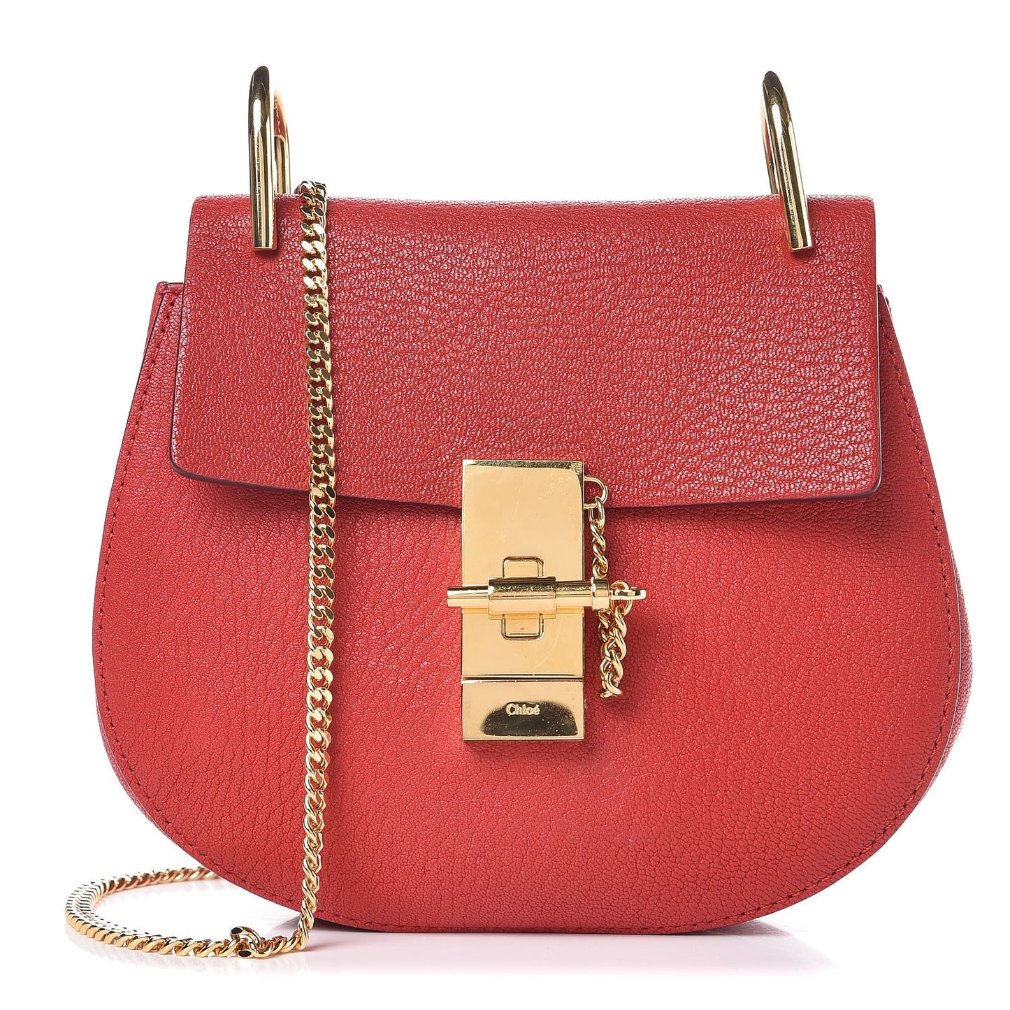 Grained Lambskin Mini Drew Shoulder Bag Plaid Red