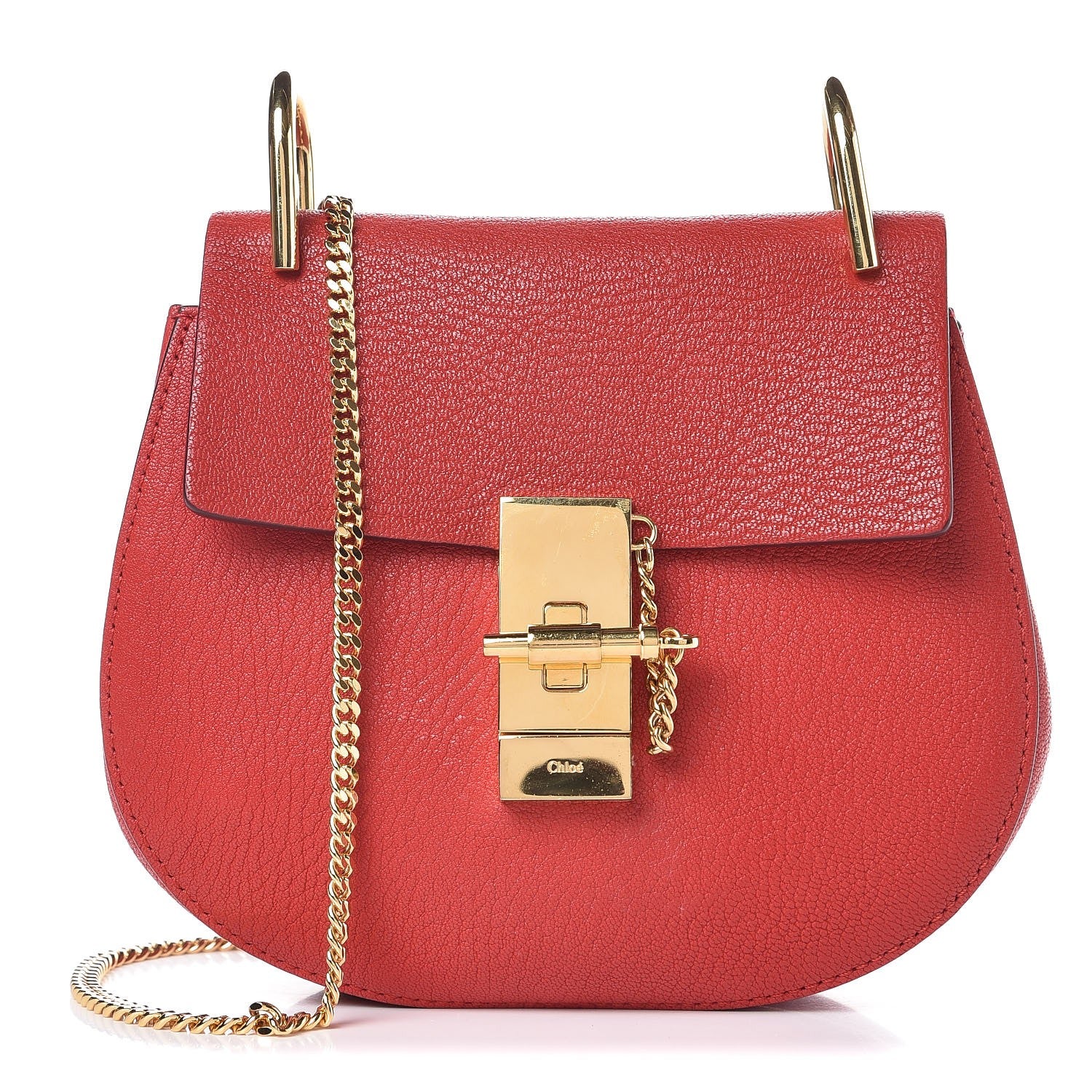Chloe Grained Lambskin Mini Drew Shoulder Bag Plaid Red 1 of 6