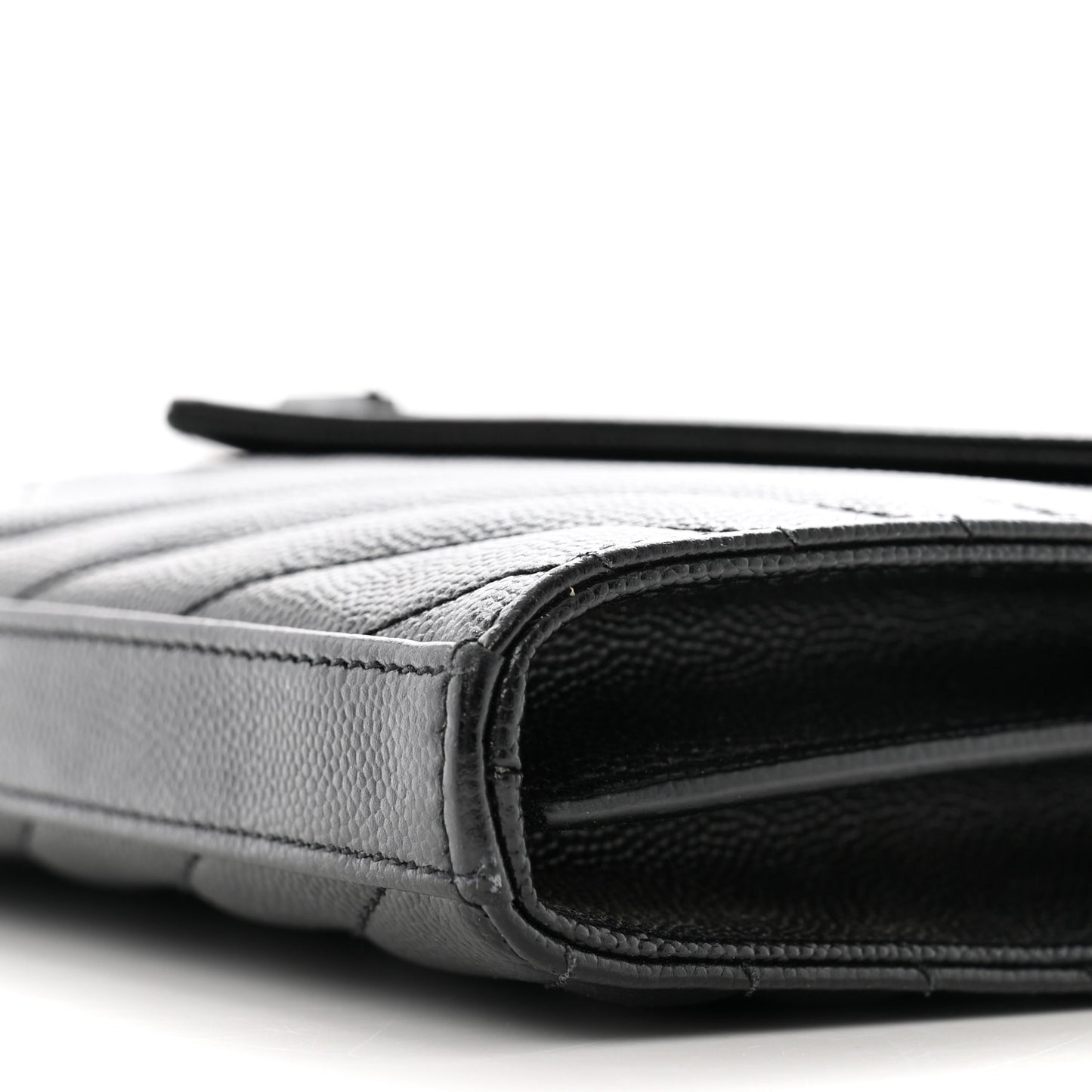 Grain De Poudre Matelasse Chevron Monogram Monochrome Chain Wallet Black