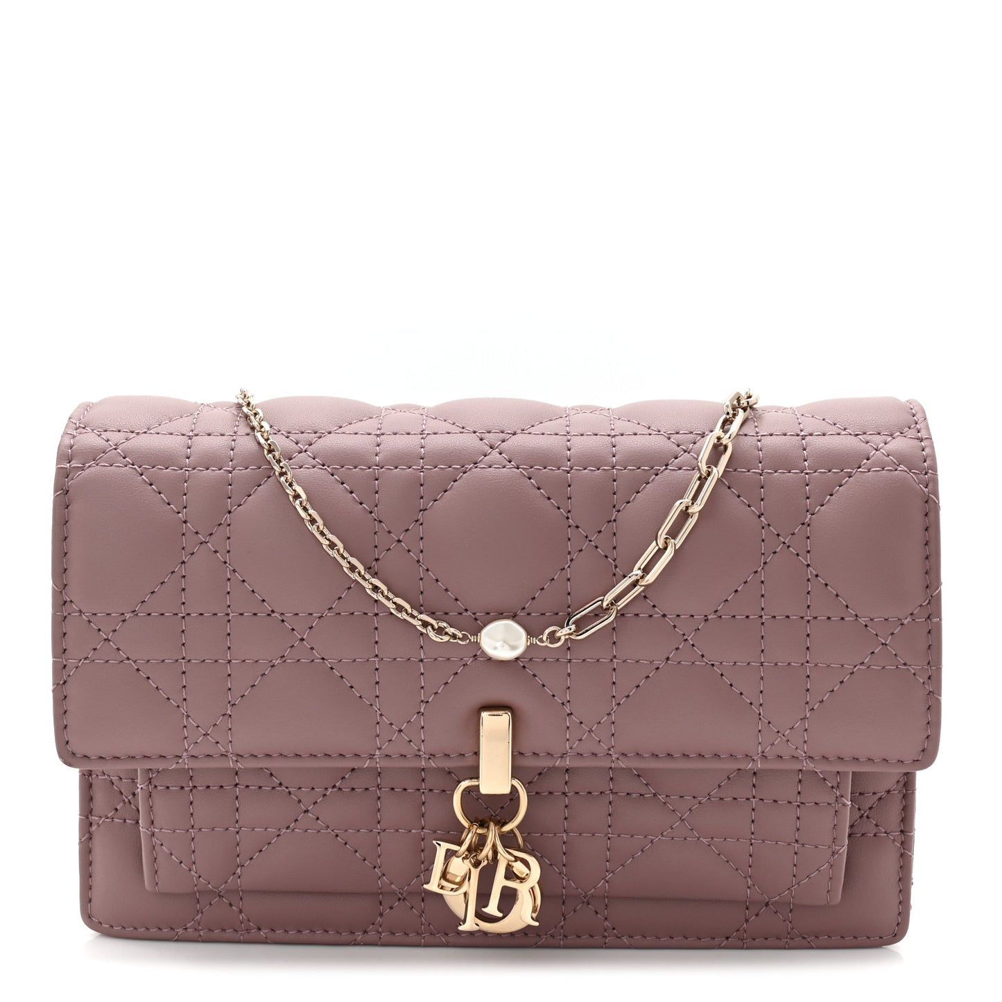 Lambskin Chain Lady Dior Chain Pouch Purple