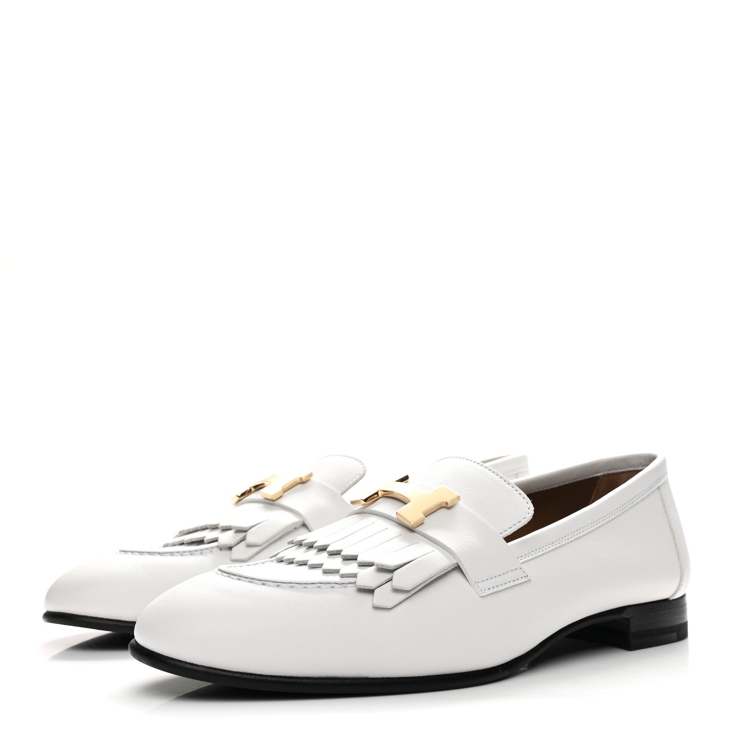 Hermes Calfskin Womens Royal Loafers 37 White 4 of 10
