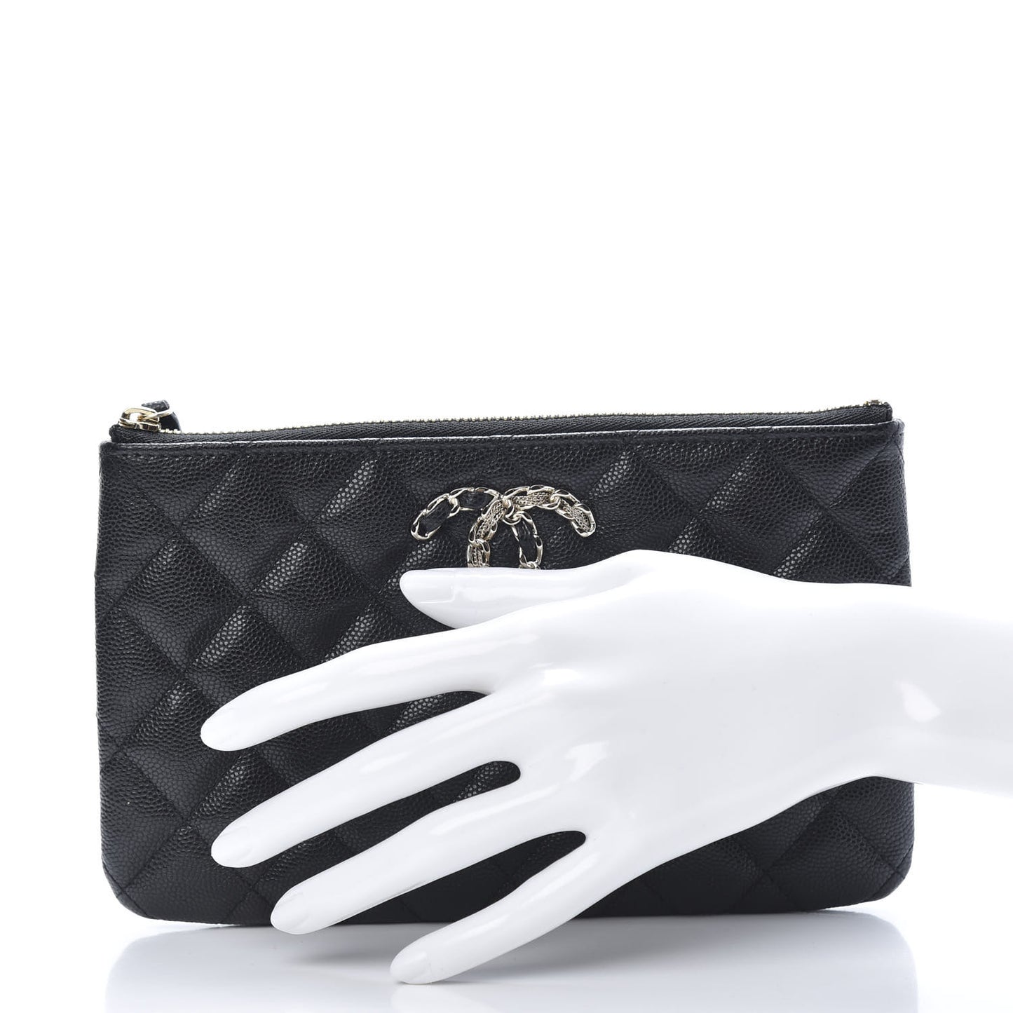 Caviar Quilted Small French New Wave CC Pouch Black