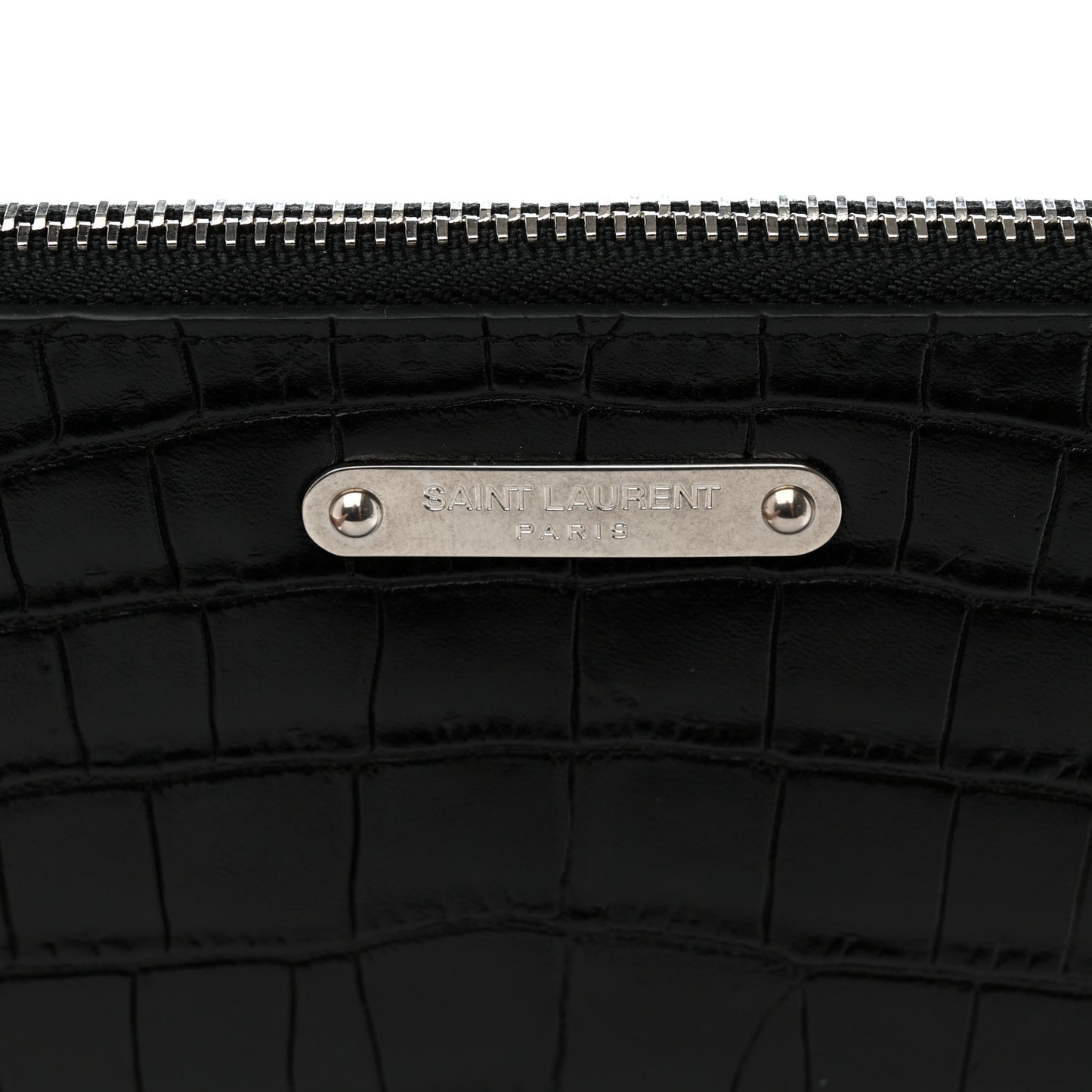 Calfskin Crocodile Embossed Document Holder Black