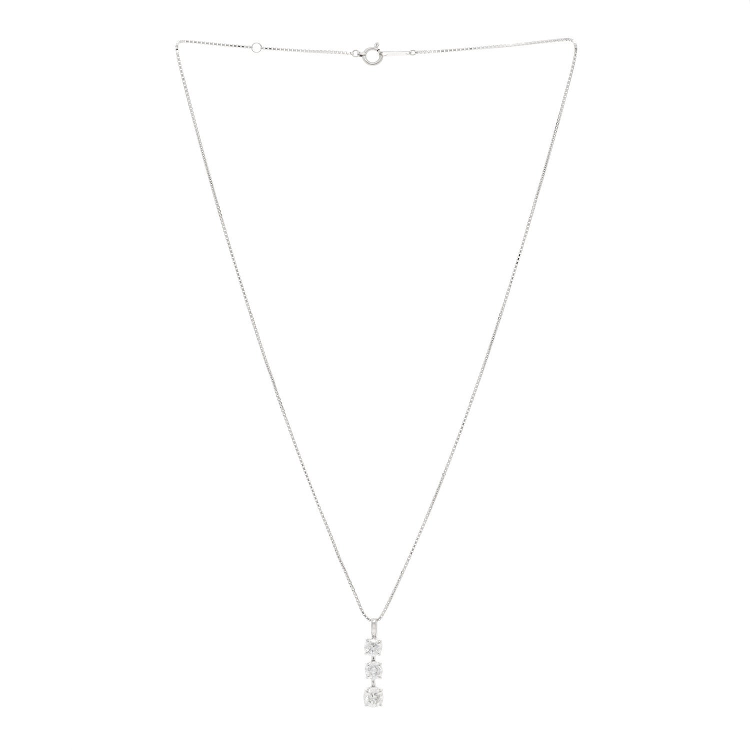 Parker & West by FASHIONPHILE Platinum Diamond 1.03ctw Graduate Triple Drop Pendant Necklace 3 of 6