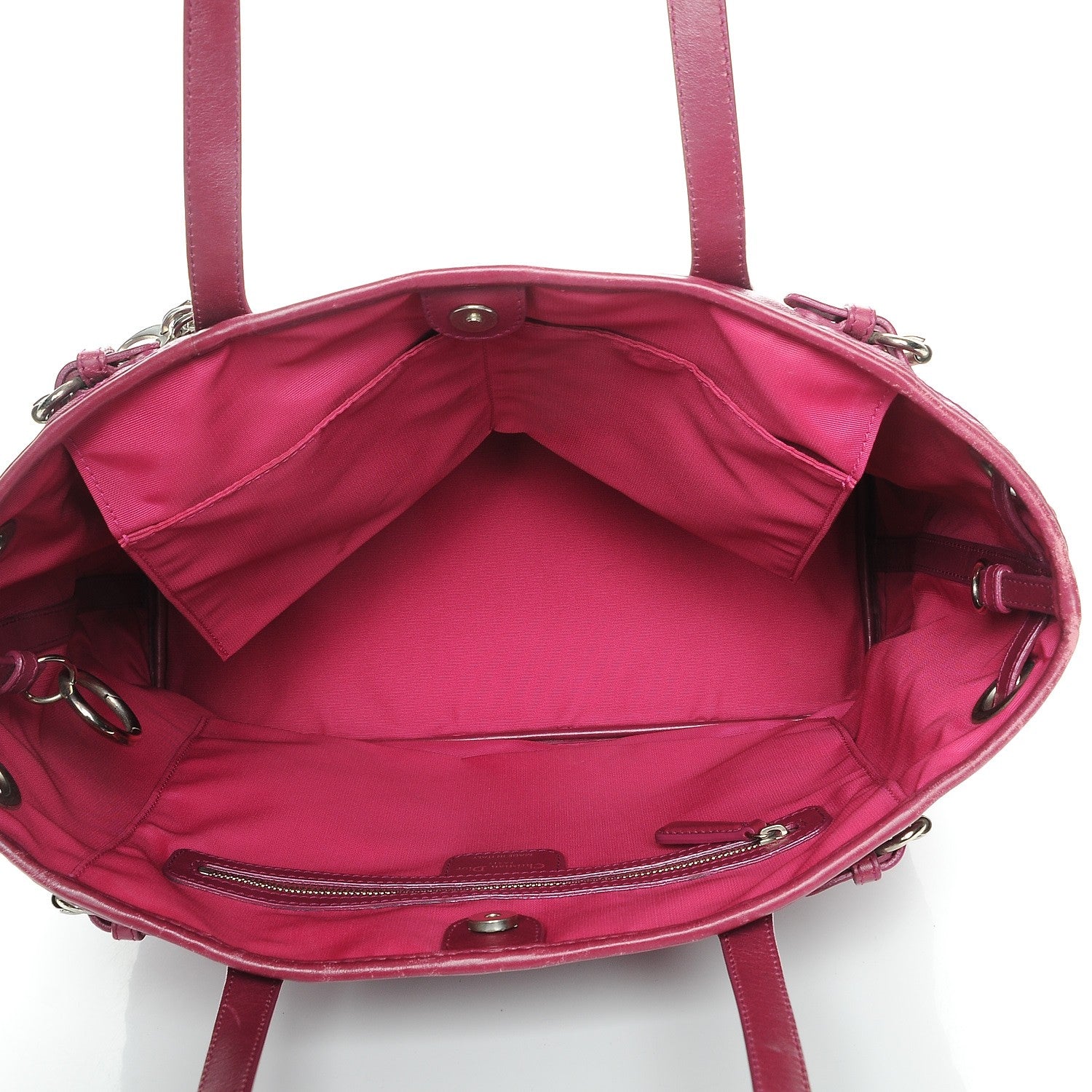 Christian Dior Coated Canvas Cannage Small Panarea Tote Fuchsia 5 of 7