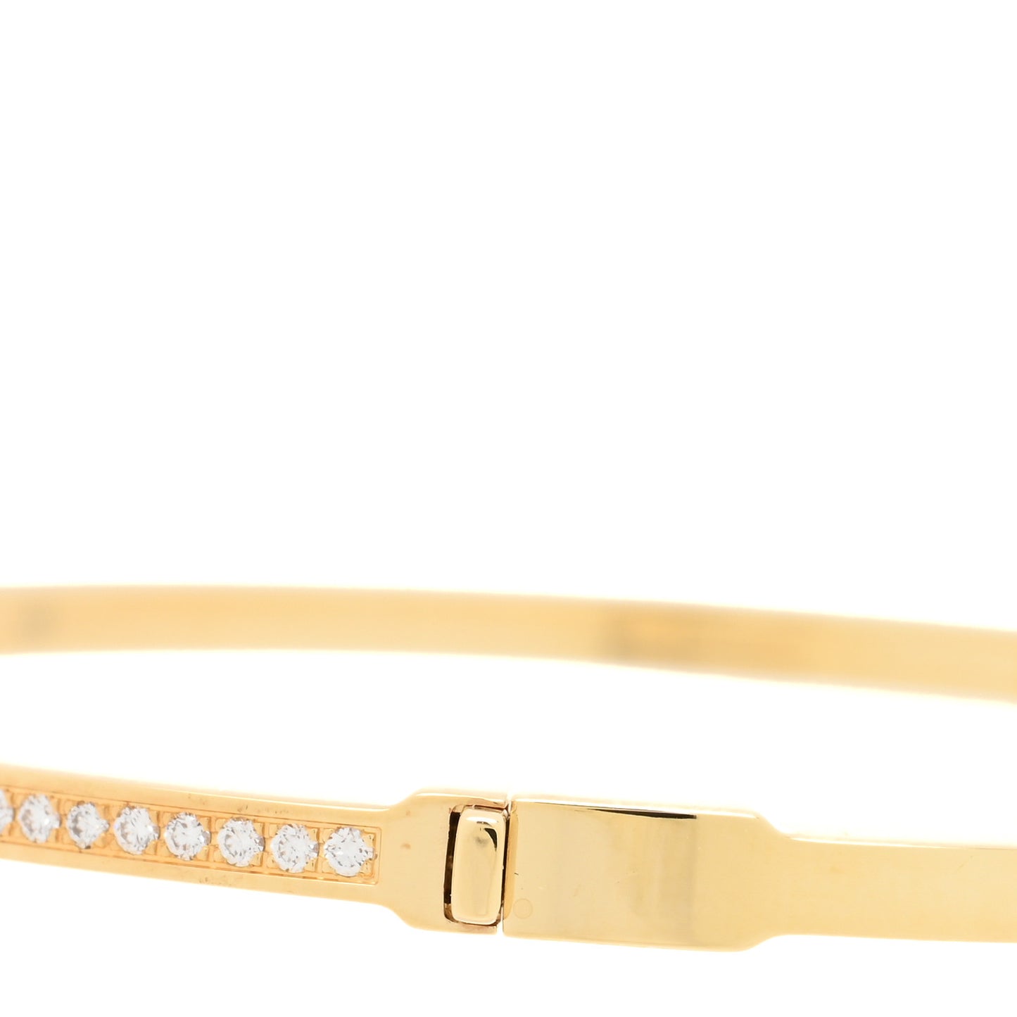 18K Yellow Gold Diamond T Hinged Wire Bangle Bracelet