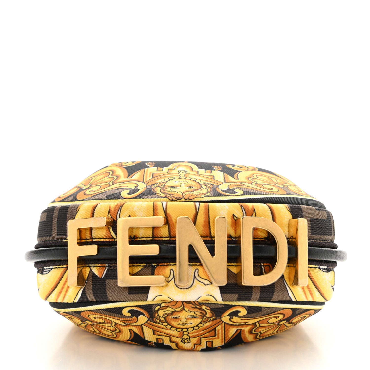 Fendi X VERSACE Silk Fendace Baroque Nano Fendigraphy Hobo Charm Black Gold 12 of 12