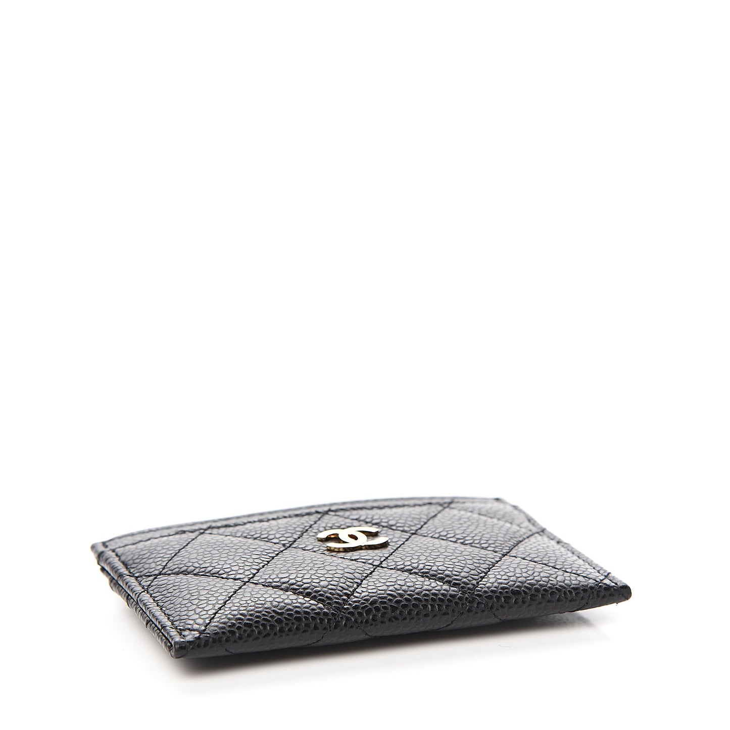 Caviar Quilted Card Holder Black