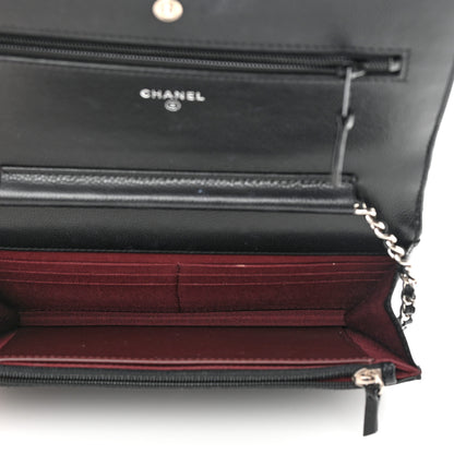 Chanel Caviar Chevron Quilted Wallet On Chain WOC Black 5 of 15