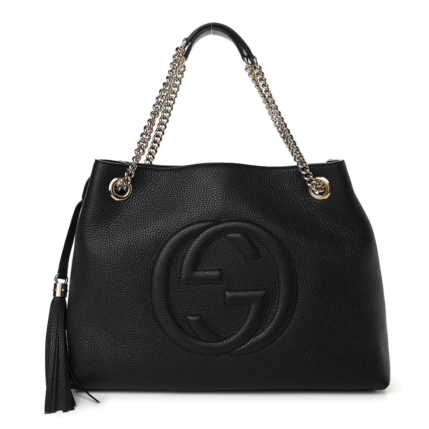 Pebbled Calfskin Medium Soho Chain Shoulder Bag Black
