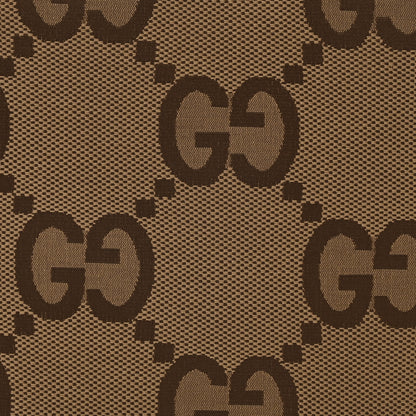 Gucci Monogram Jumbo GG Textured Dollar Calfskin Web Tote Bag Camel Ebony New Acero 8 of 10