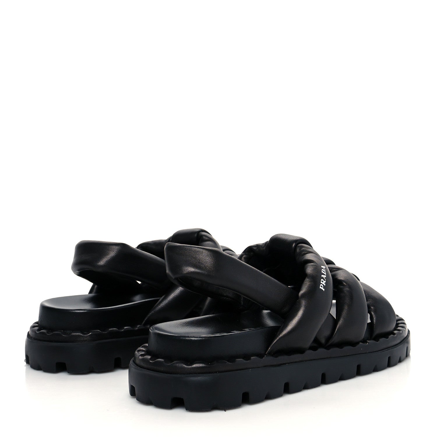 Prada Nappa Padded Blow 20mm Slingback Sandals 35 Black 4 of 9