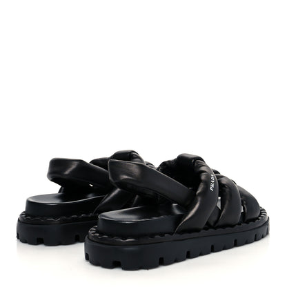 Prada Nappa Padded Blow 20mm Slingback Sandals 35 Black 4 of 9