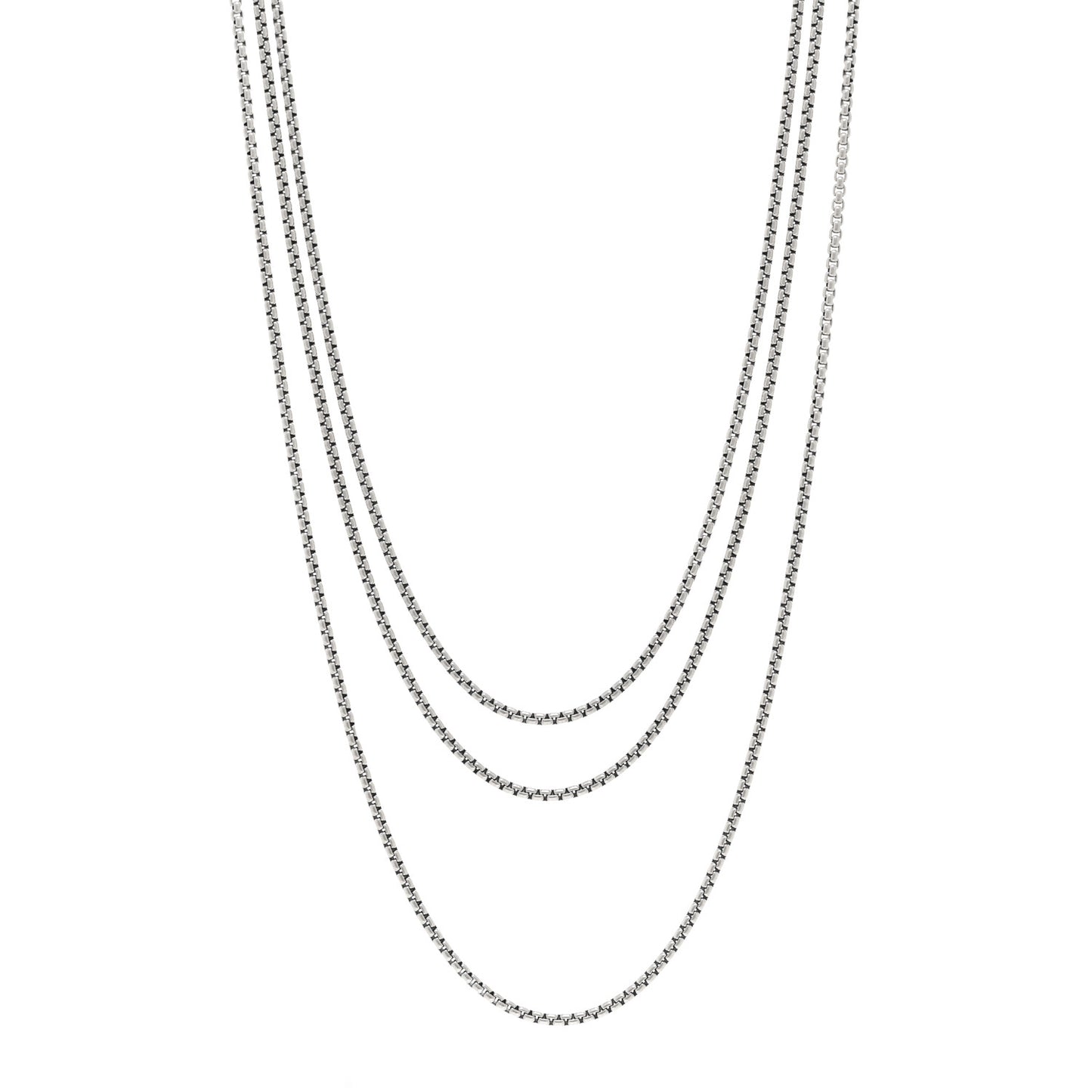 Sterling Silver 14K Yellow Gold 1.7mm Box Chain Necklace 72"