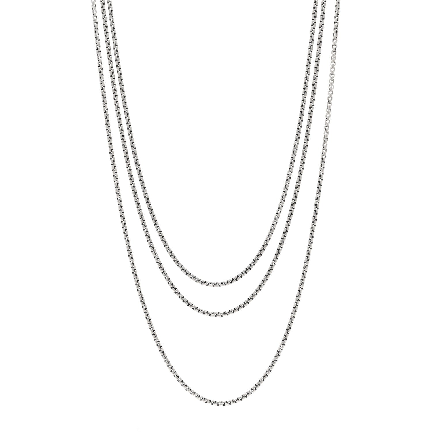 David Yurman Sterling Silver 14K Yellow Gold 1.7mm Box Chain Necklace 72" 1 of 4