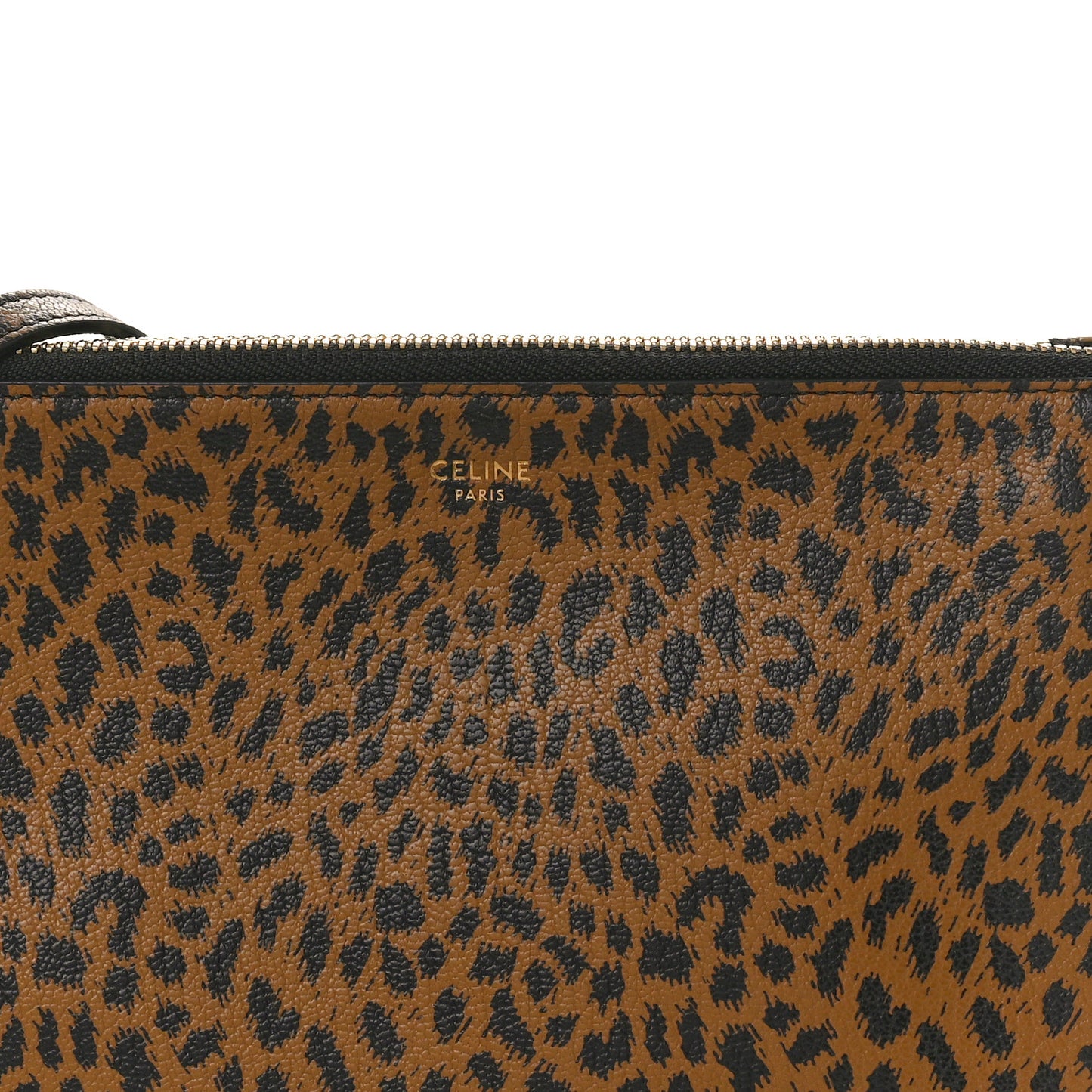 Goatskin Leopard Printed Small Trio Crossbody Bag Brown Black