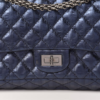 Chanel Metallic Aged Calfskin Striped Accordion Reissue 2.55 Flap Blue 10 of 10