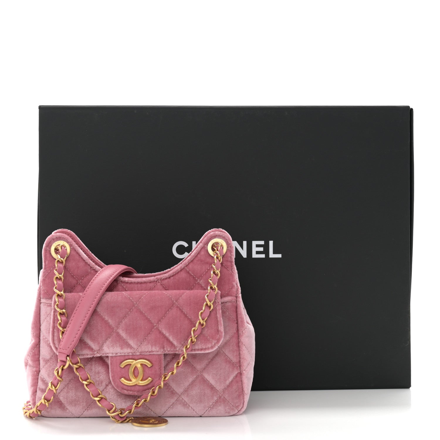 Chanel Velvet Quilted Small Wavy CC Hobo Pink 11 of 11