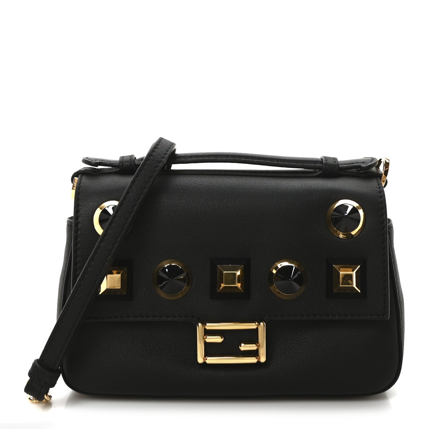 Vitello Dolce Studded Micro Double Baguette Black