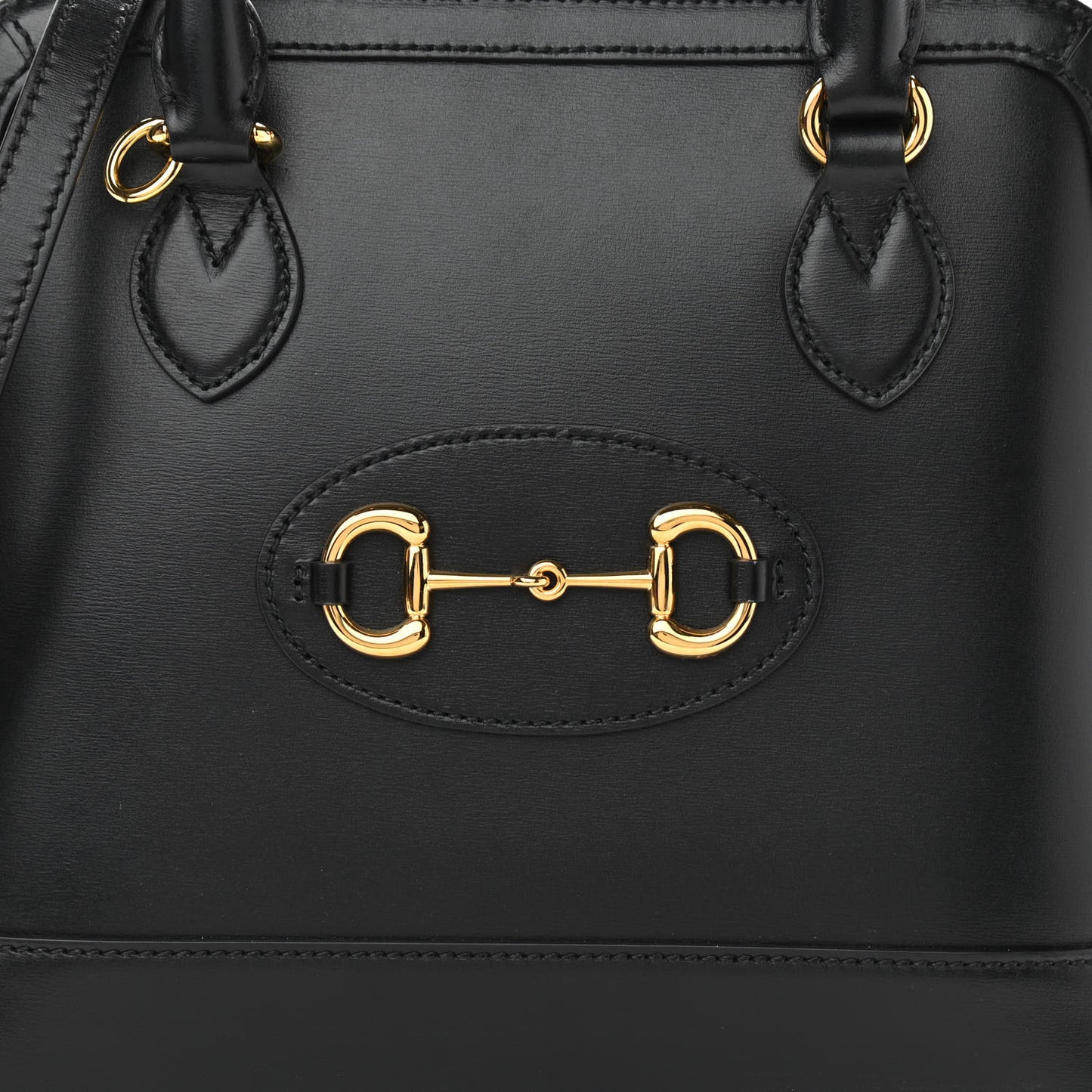 Boarded Plutone Calfskin Small Horsebit 1955 Top Handle Bag Black