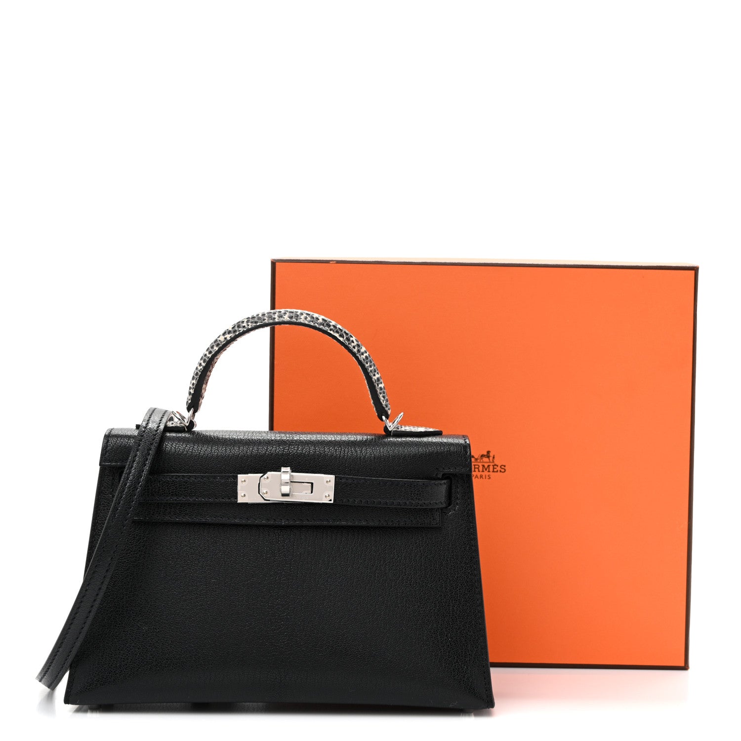 Hermes Chevre Chamkila Lizard Mini Kelly Sellier Touch 20 Black Ombre 11 of 11