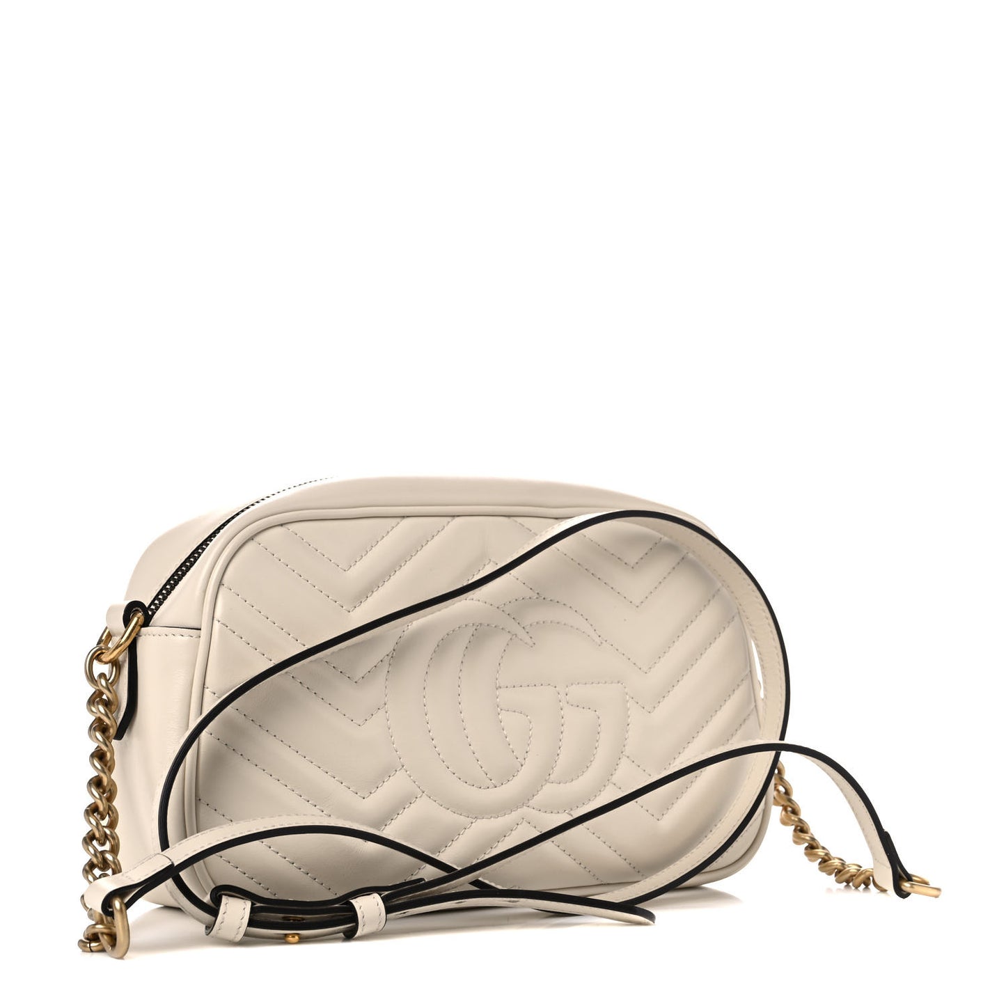 Calfskin Matelasse Small GG Marmont Chain Shoulder Bag White