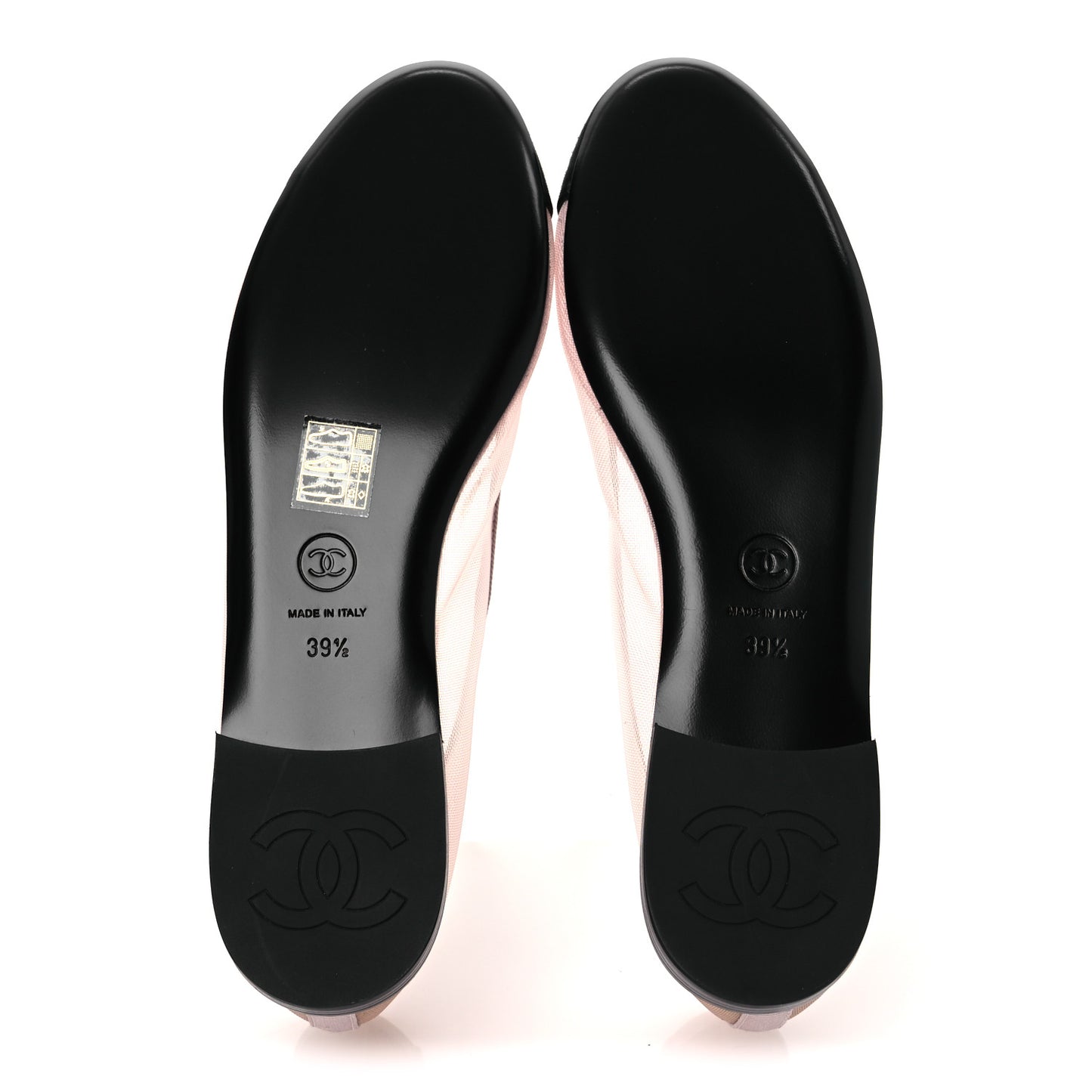 Mesh Grosgrain CC Ballerina Flats 39.5 Pink Black 39.5 Pink Black