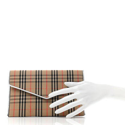 Burberry Canvas Smooth Calfskin 1983 Knight Check Medium Envelope Pouch Silver 2 of 7