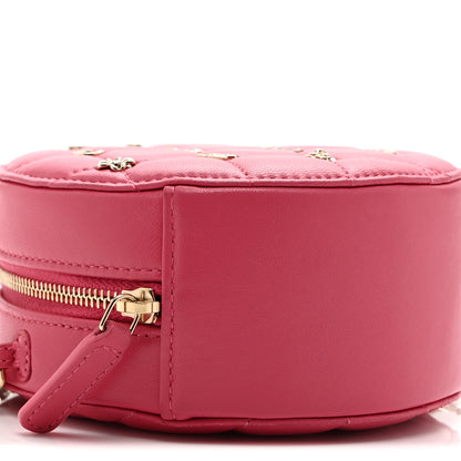 Chanel Lambskin Quilted Studded Round Clutch With Chain Dark Pink 9 of 11