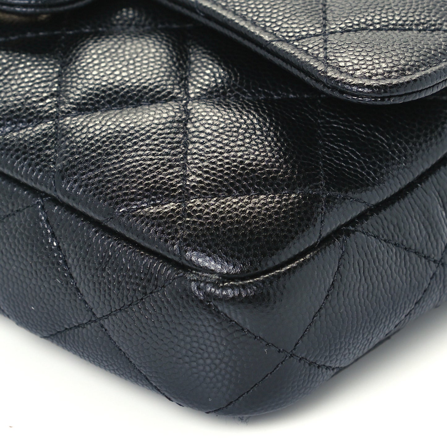Caviar Quilted Flap Phone Holder With Chain Black
