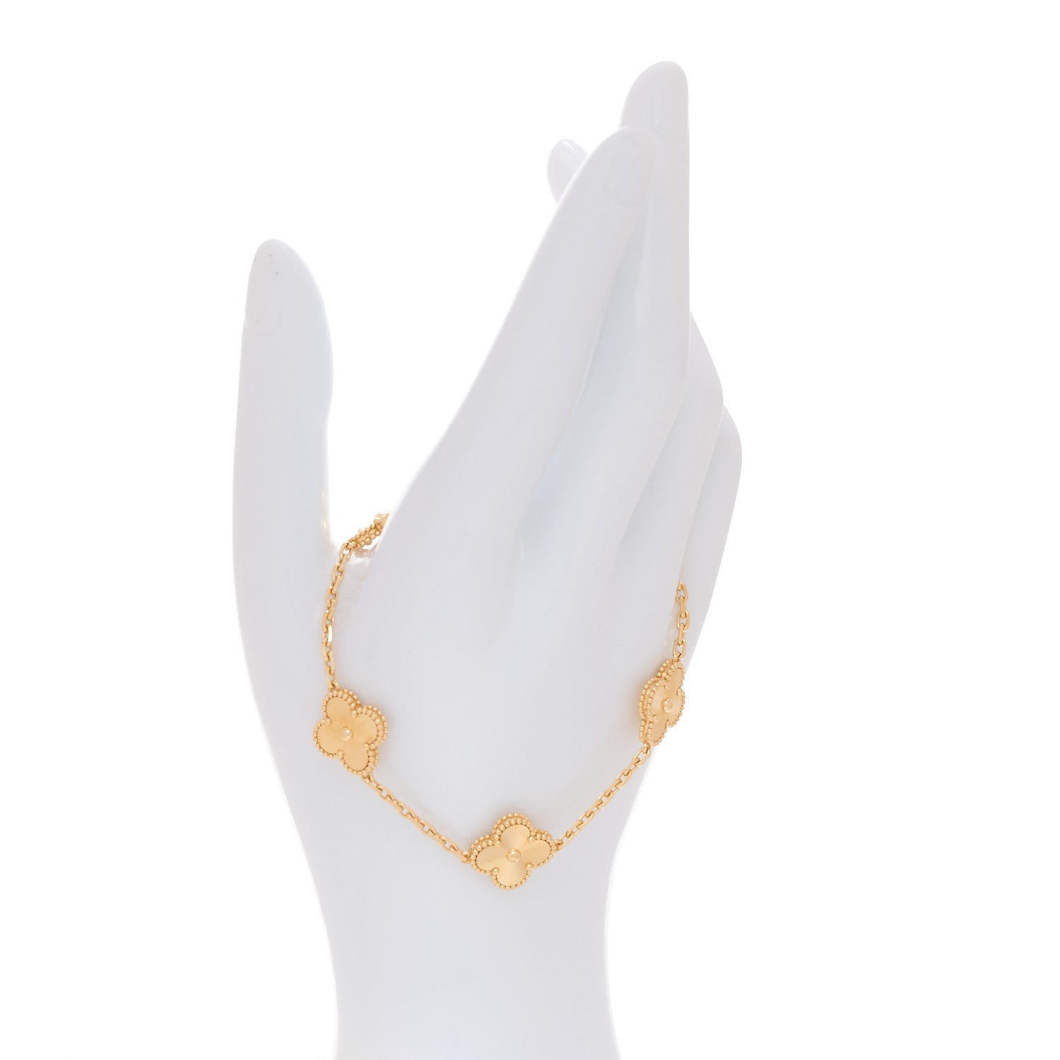Van Cleef & Arpels 18K Yellow Gold 5 Motifs Guilloche Vintage Alhambra Bracelet 2 of 7