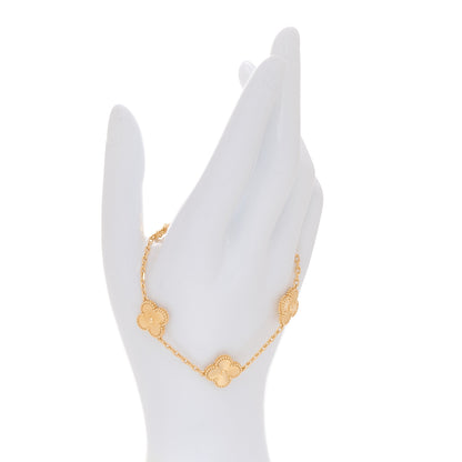 Van Cleef & Arpels 18K Yellow Gold 5 Motifs Guilloche Vintage Alhambra Bracelet 2 of 7