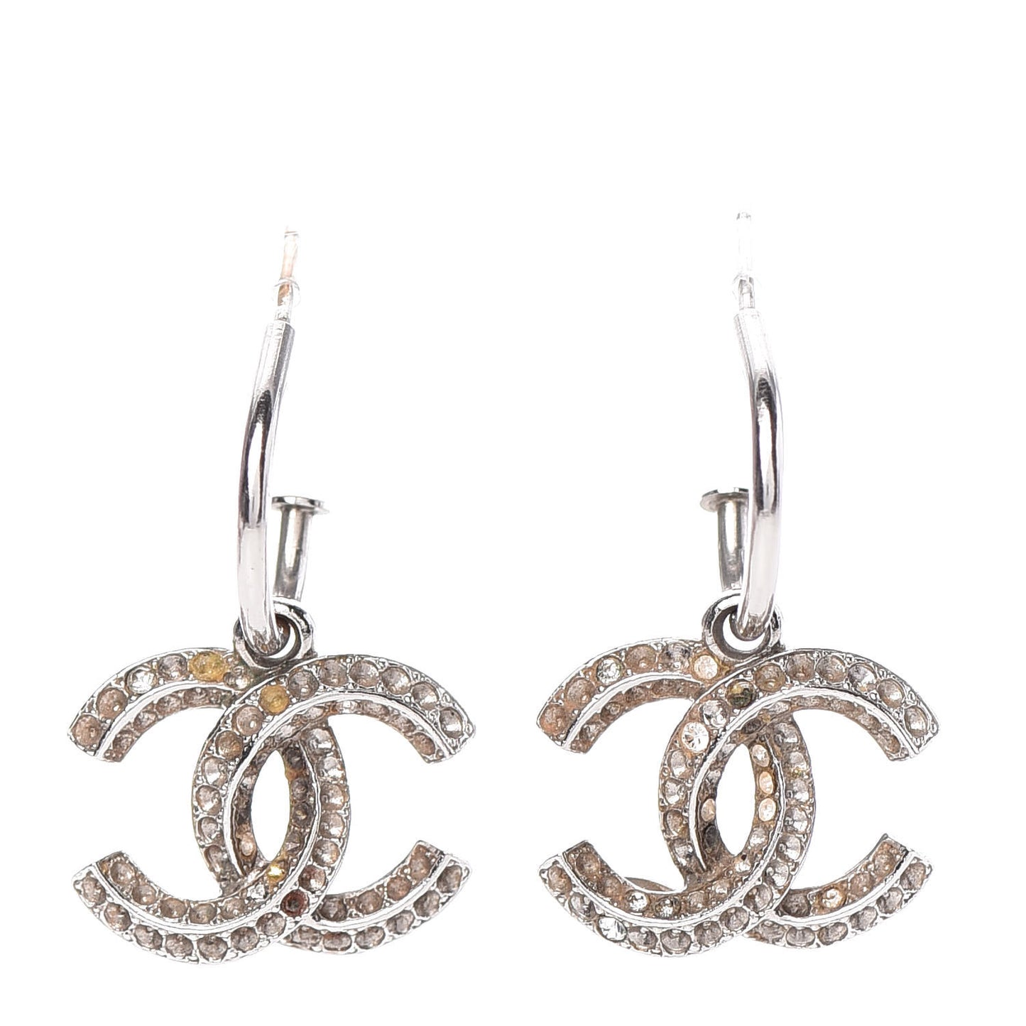 Crystal CC Drop Earrings Light Grey
