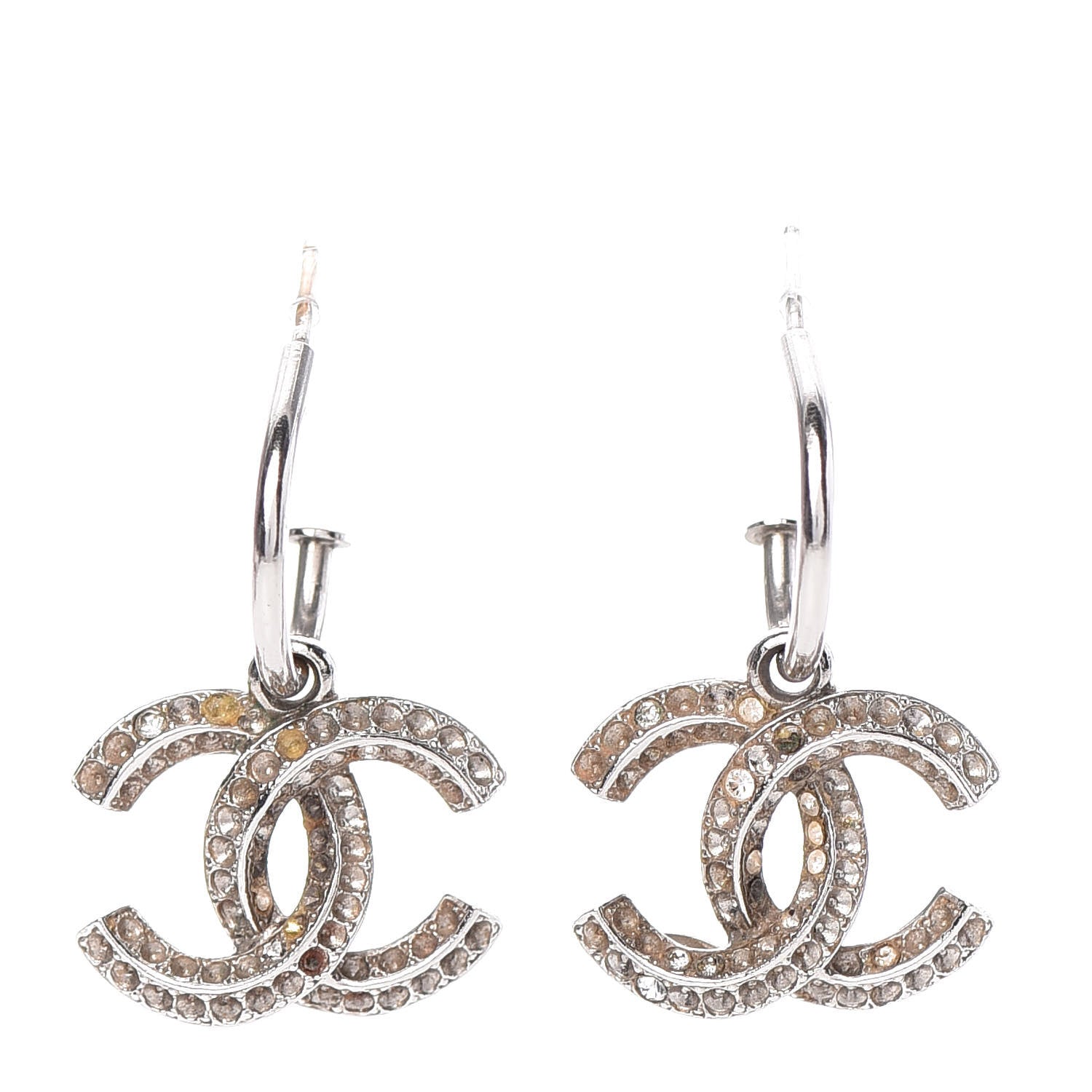 Chanel Crystal CC Drop Earrings Light Grey 1 of 5