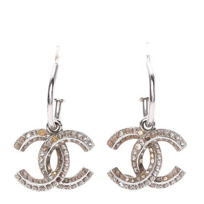 Chanel Crystal CC Drop Earrings Light Grey 1 of 5