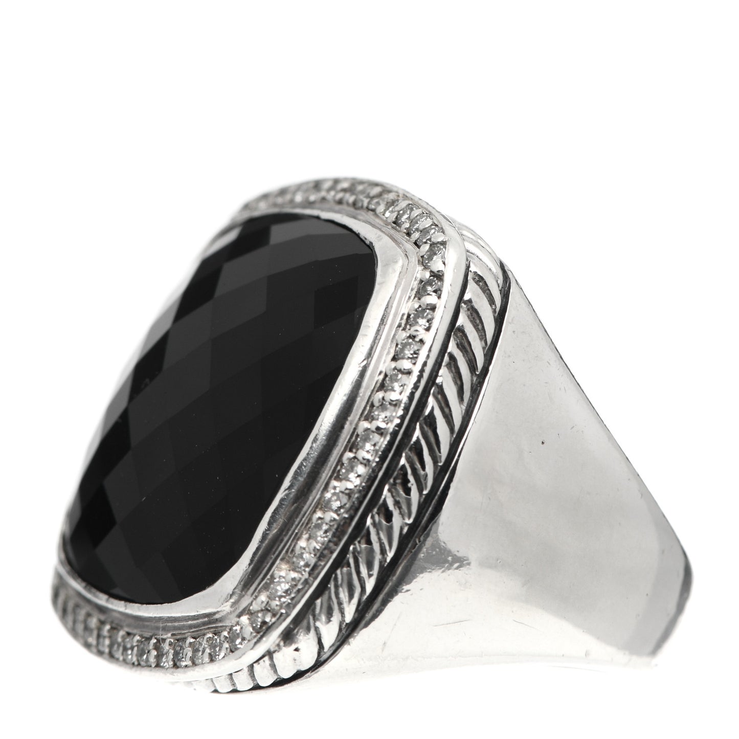 Sterling Silver Diamond Black Onyx 20mm Albion Statement Ring 56 7.5