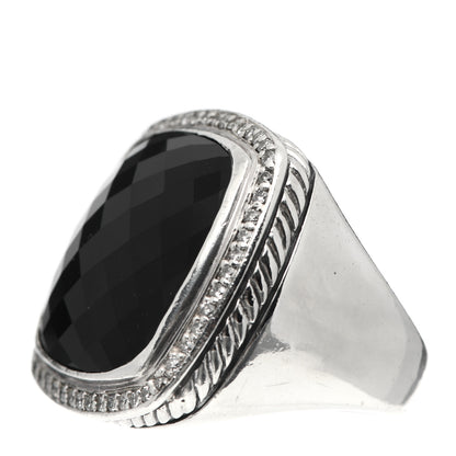 David Yurman Sterling Silver Diamond Black Onyx 20mm Albion Statement Ring 56 7.5 3 of 5