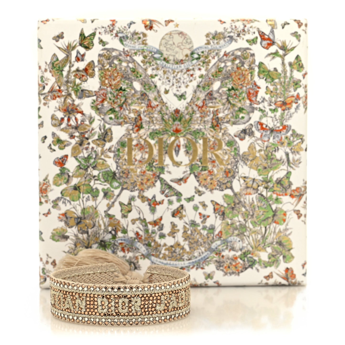 Woven Cotton Crystal Embroidered J'Adior Friendship Bracelet Gold