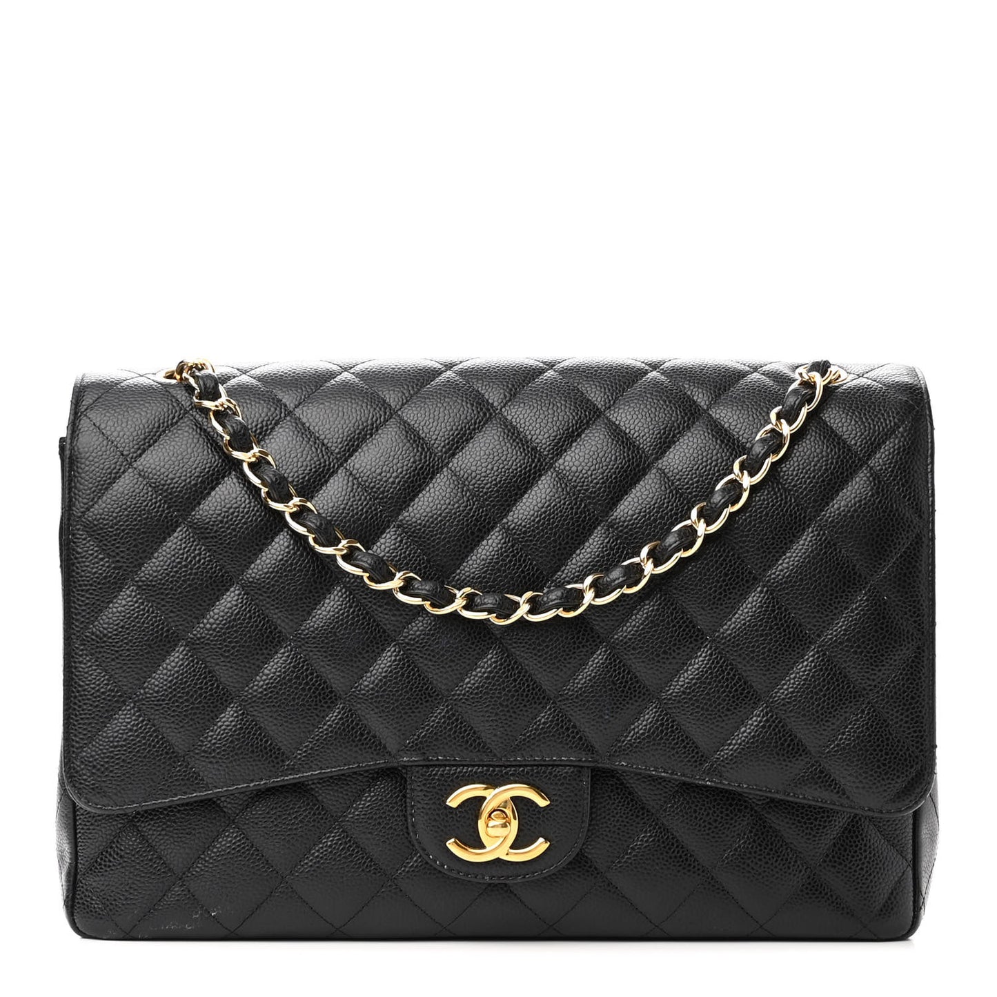 Caviar Quilted Maxi Double Flap Black