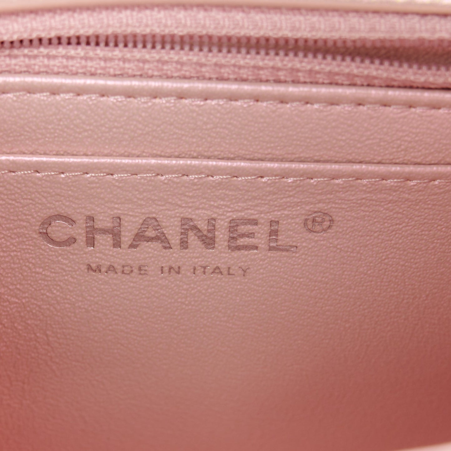 Iridescent Calfskin Quilted Mini Square Flap Pink