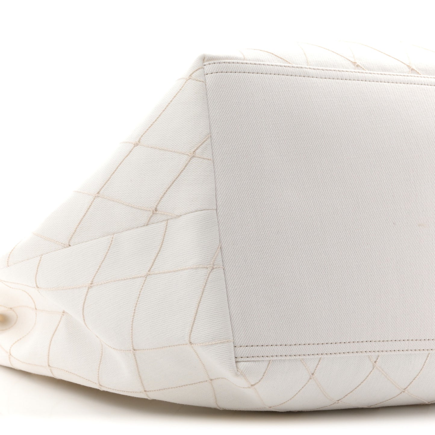 Denim Calfskin Quilted Coco Beach Small Shopping Tote White Black