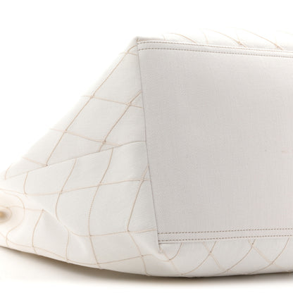 Chanel Denim Calfskin Quilted Coco Beach Small Shopping Tote White Black 10 of 11