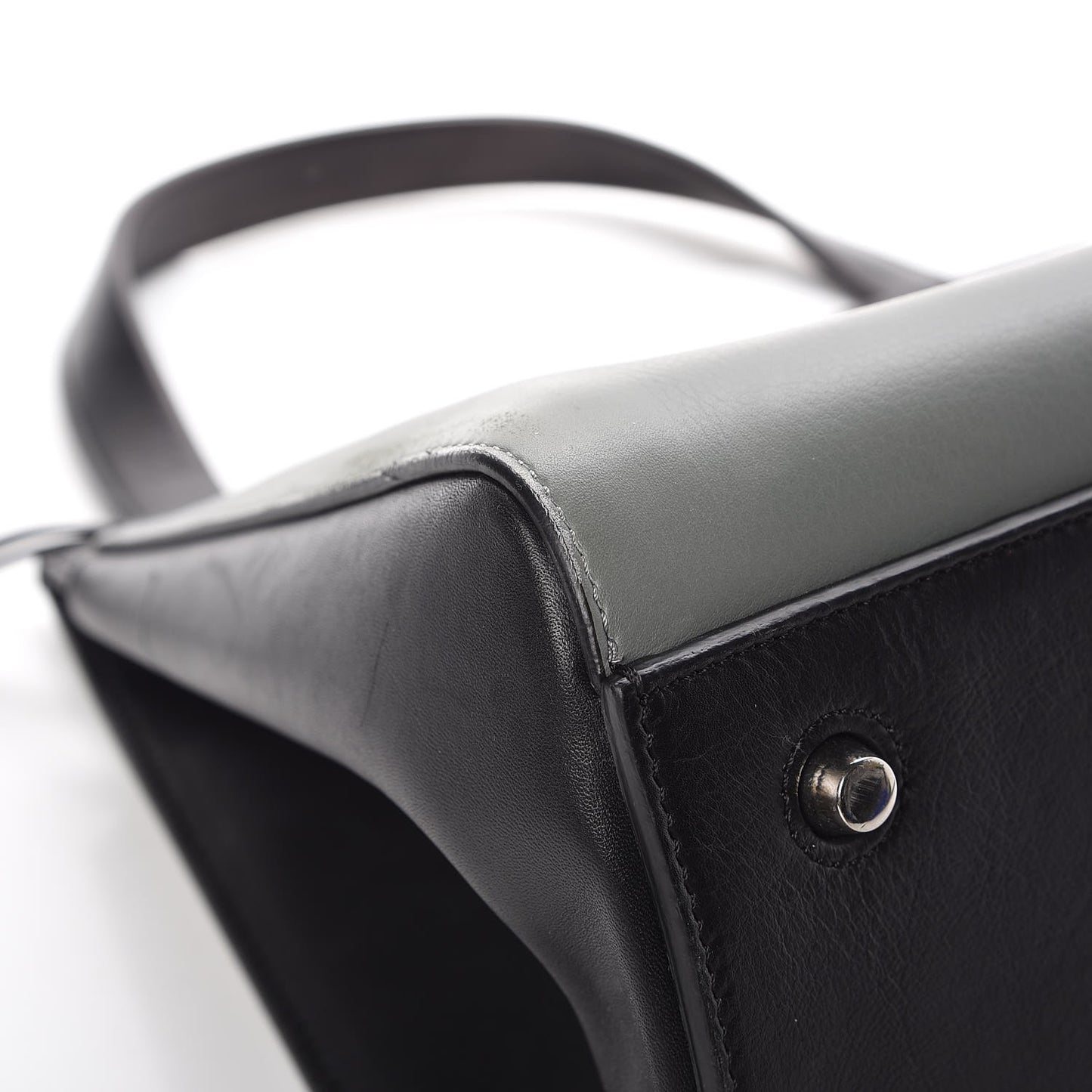 Calfskin Medium Bi-Color Edge Shoulder Bag Almond