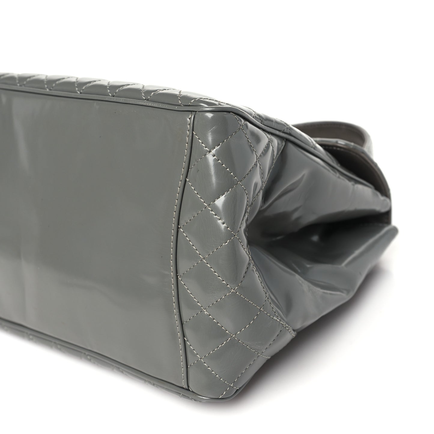 Glazed Calfskin Small Mademoiselle Lock Kelly Flap Bag Grey
