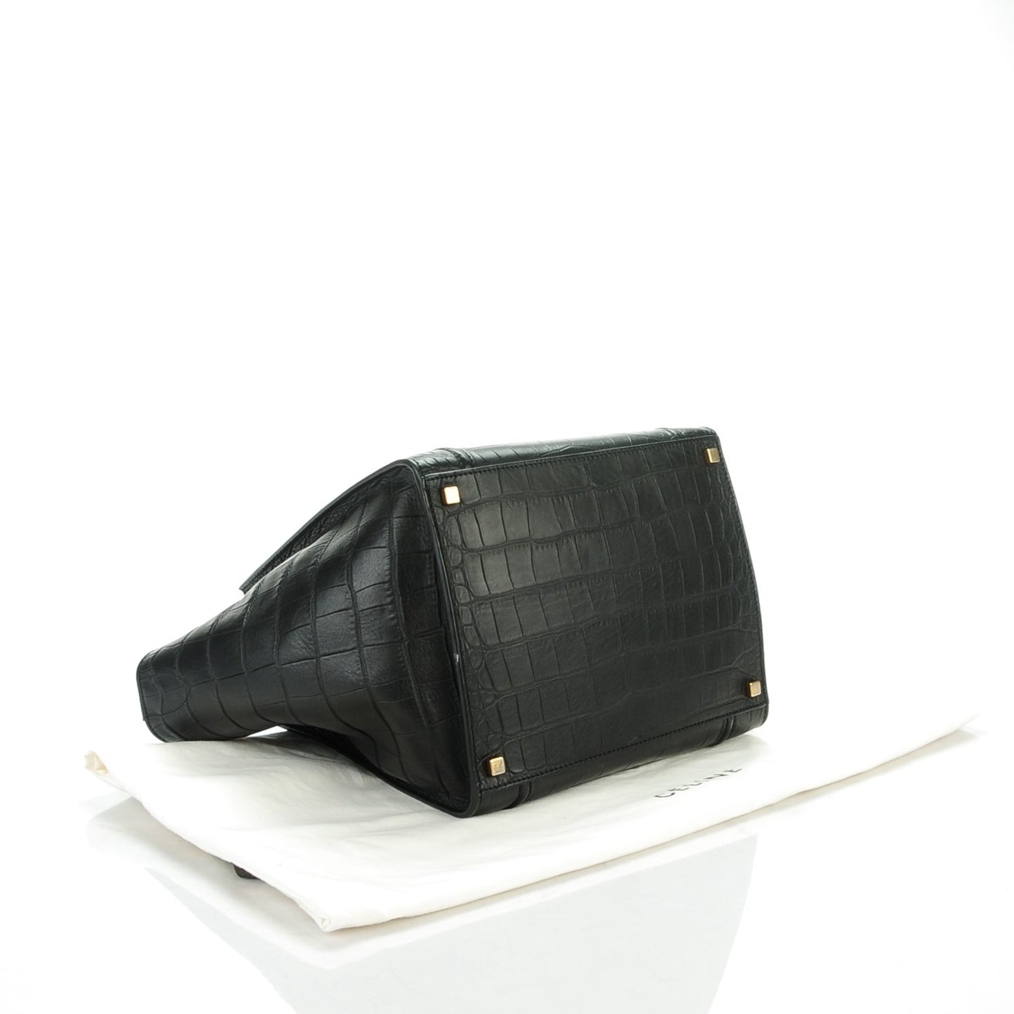 Crocodile Embossed Calfskin Medium Phantom Luggage Black